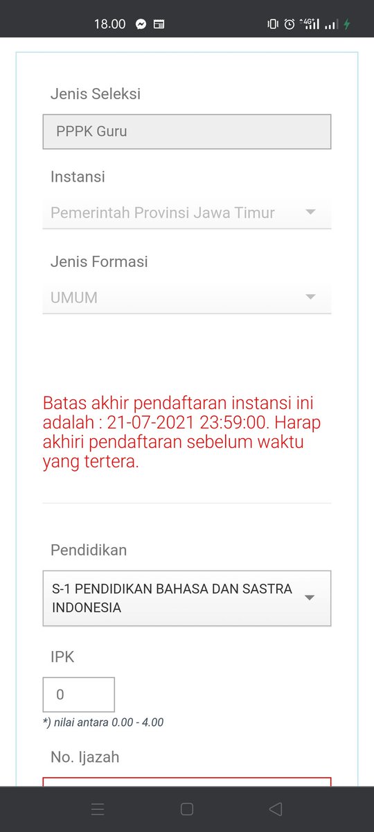 rd_akbar's tweet photo. @bkdjatim Mohon petunjuk, untuk pengajar swasta setelah sampai tahap ini langkah berikutnya bagaimana min? Apa lanjut diisi sampai resume, atau menunggu seleksi tahap I selesai baru memilih formasi. https://t.co/G9mvekQcHf