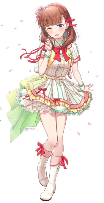 skebで描かせていただいたポップスアンバサダー衣装(全身構図指定)のまゆちゃんです!今回は声優さんが実際に着てらしたライブ限定の🎀とパニエマニマシバージョンのご衣裳になります!
とっても可愛い衣装なので是非見てください!
今回はご依頼ありがとうございましたーん🎀 