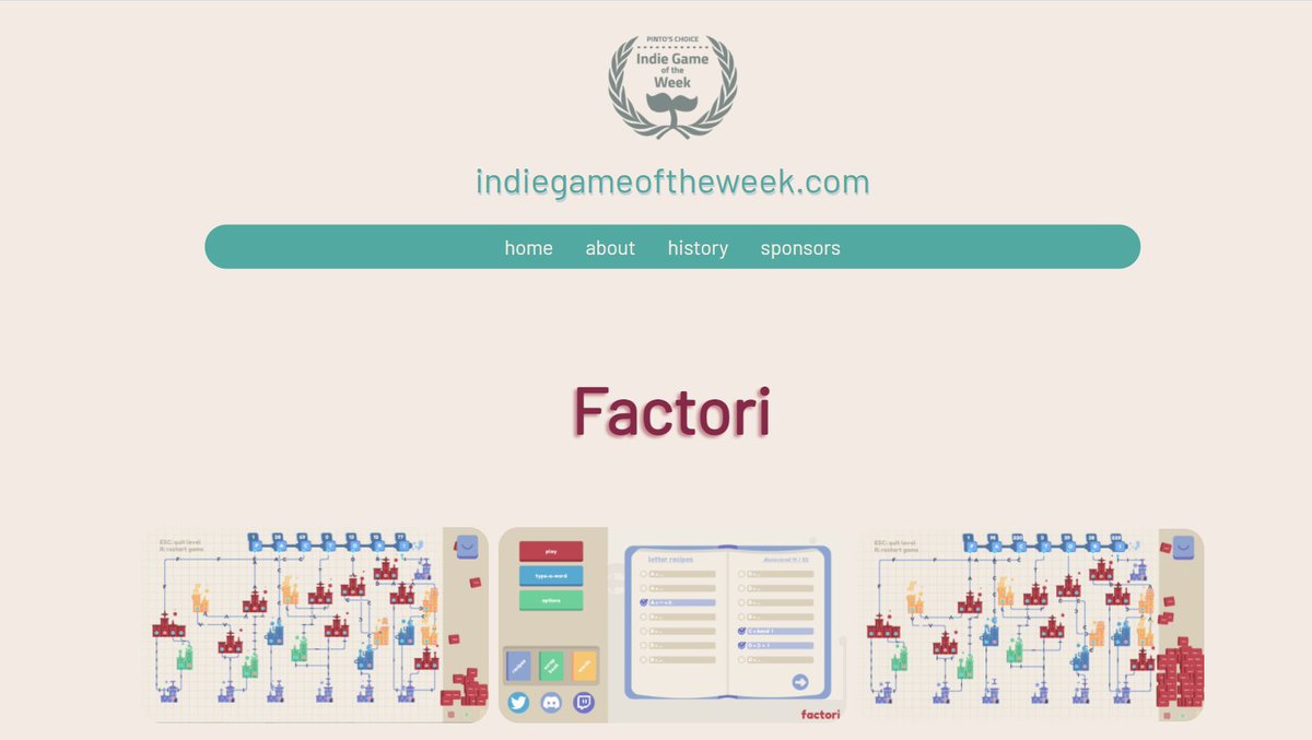 IndieGameOTW's tweet image. Make sure to drop by indiegameoftheweek.com to check out Factori by @StarGardenGames ! A relaxing word-building puzzle game :D 

Sponsored by @outoftunegames &amp;amp; @voxelbrawler 
#gaming #gamedev #indiedev #indie #showcasesunday #indiegame #IndieGameDev