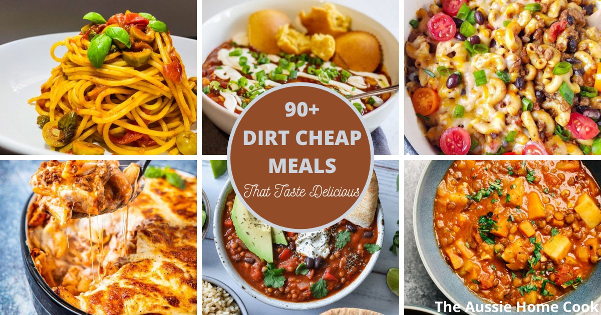 I've collected over 90 great recipes for delicious dirt cheap meals you can make at home on a budget, many using ingredients you may already have in your pantry. aussiehomecook.com/dirt-cheap-mea…