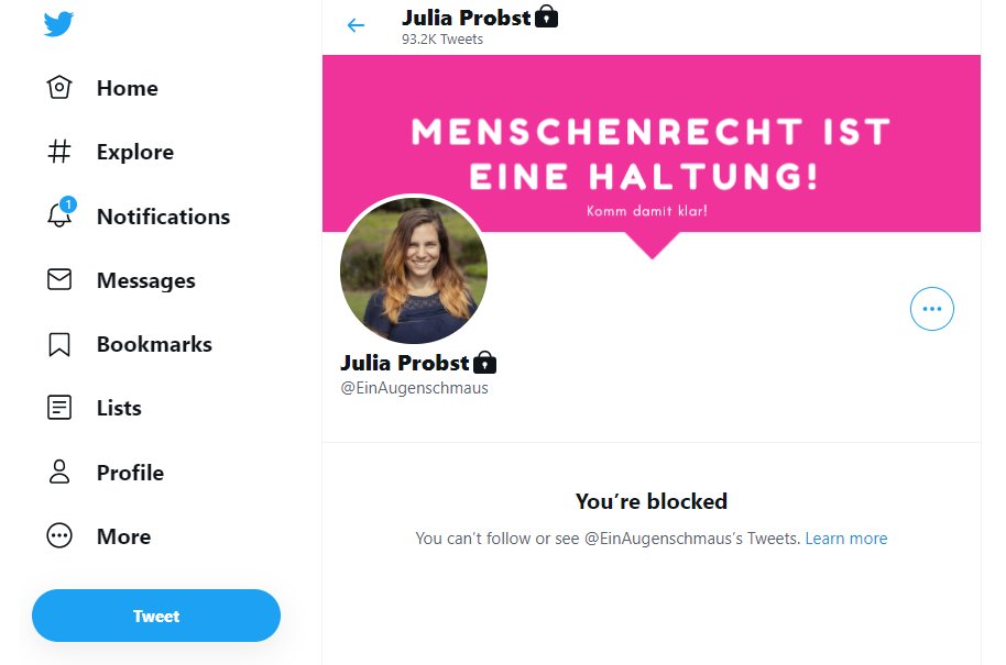 FelixRends's tweet image. #Hetze Ich wollte mal schauen wer das denn ist und musste feststellen, dass #JuliaProbst mich bereits blockiert hat 🤔... sehr erstaunlich 😉