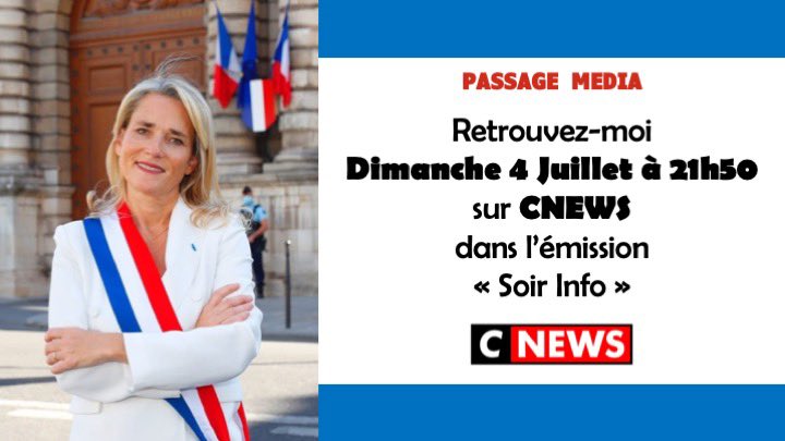 Senatrice_CBE's tweet photo. 📺 Je serai l’invitée de @CNEWS ce soir à partir de 21h50 #SoirInfo https://t.co/YpWNLvqVuj
