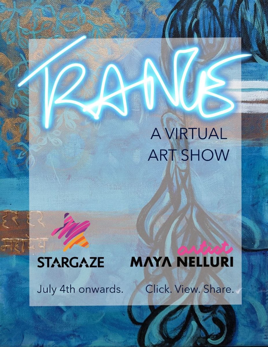 Happy to launch @mayanelluri’s Ist Virtual Art Show TRANCE in collaboration with <a href="/Stargaze_india/">Stargaze</a>

Get cultured in comfort &amp; emersed in contemporary abstract paintings no matter where u r in the world

1 of its kind,the future 4 Art Exhibition stargaze.ai/mayanelluri.php

#GetTranced