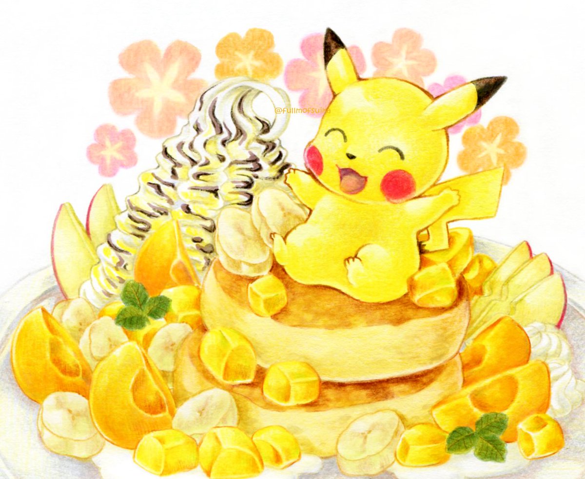 翠夏 ピカチュウと夏のスイーツ ポケモンイラスト 色鉛筆 翠夏 ピカチュウと夏のスイーツ ポケモンイラスト 色鉛筆