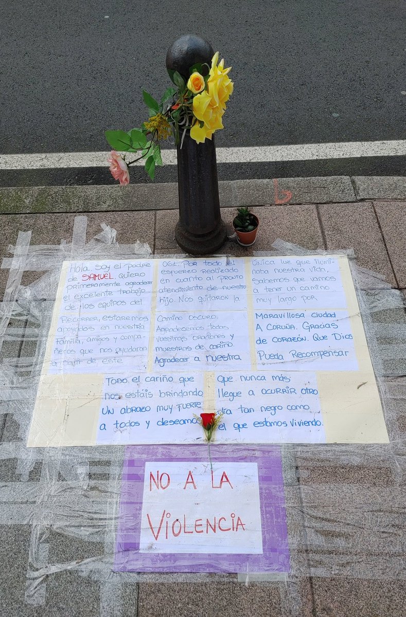 IgualdadLGBT's tweet photo. Estás son las palabras del padre de Samuel en el mismo sitio donde mataron a su hijo. Se me rompe el corazón 💔 #justiciaparasamuel https://t.co/k7lmmUfeWc