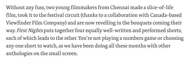 dilani_r's tweet photo. What an honorable mention! It is @viewfinderfc's pleasure to represent such a fantastic film. Thanks for this article on #FirstNights, @TheHinduWeekend &amp; @subhajrao and the shoutout for #VFC! #VFCRepresents https://t.co/RfyfXWCDaf https://t.co/N4NndMdfaO