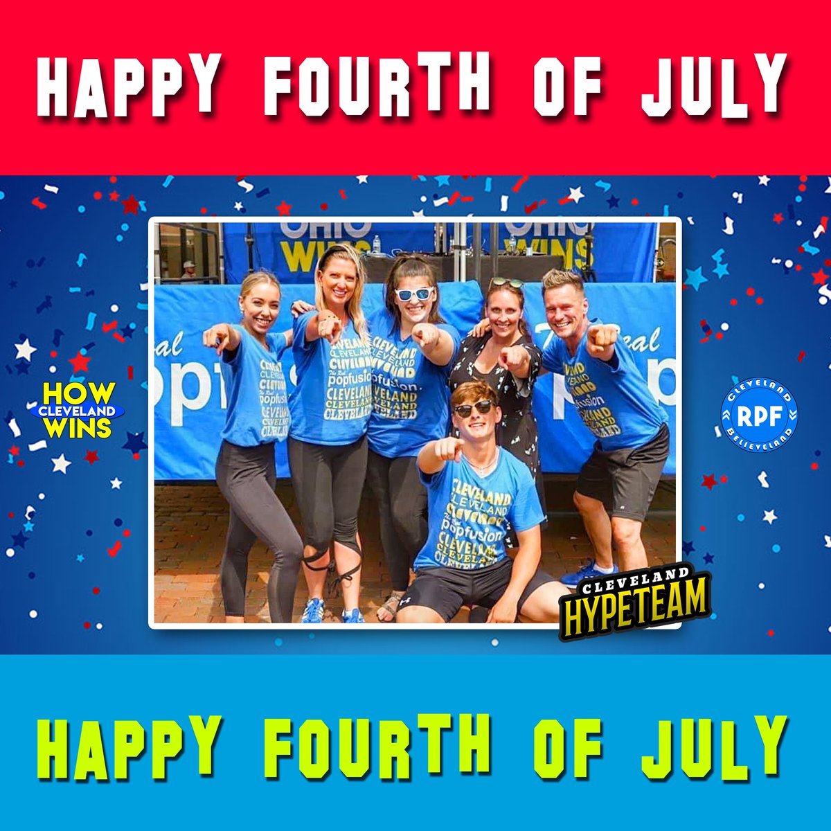 RealPopfusion's tweet photo. From our family to yours: HAPPY FOURTH OF JULY!!! 

Wishing you a joyous day of fun, memories, and lots of RED, WHITE, and BLUE! 

Thank you for welcoming our cast members into your lives for the past 7 years. 

#realpopfusion #HOWcleWINS https://t.co/dCXK3zlOFi
