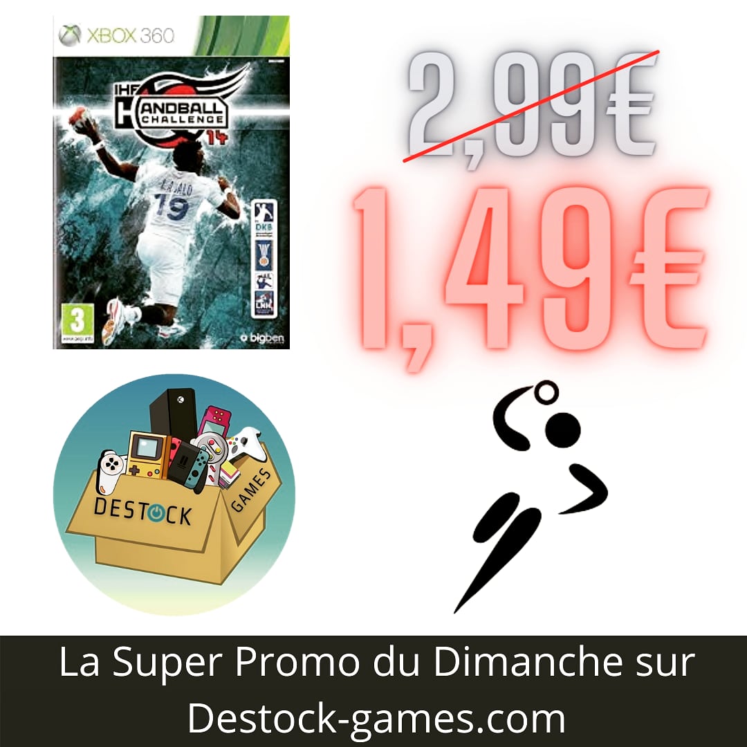 DestockGames's tweet photo. Vous collectionnez les jeux #Xbox360 ?
Vous visez le #Fullset ?
Ou vous êtes simplement amateur de #Handball? 
Alors cette #promo est faite pour vous ✌🏻
IHF Handball Challenge 14 Neuf pour 1,49€ ! 
#jeuxvidéo 👍🏻
#destockage #promotion #jeuvidéo #sport #microsoft #retrogaming https://t.co/UUJSbqpx32