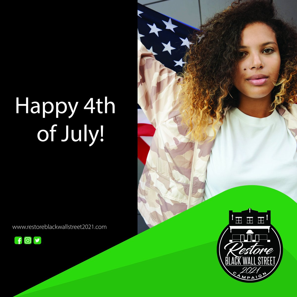 "We are here to wish you a Happy 4th of July!

#RestoreBlackWallStreet #tulsa" "We are here to wish you a Happy 4th of July! 

#RestoreBlackWallStreet #tulsa"