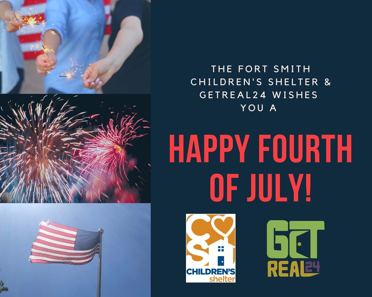 getreal24FS's tweet photo. Have a safe and Happy Fourth of July from the Children’s Shelter and GetReal24! #HappyBirthdayAmerica #USA #LetFreedomRing https://t.co/eYXzCxnskH