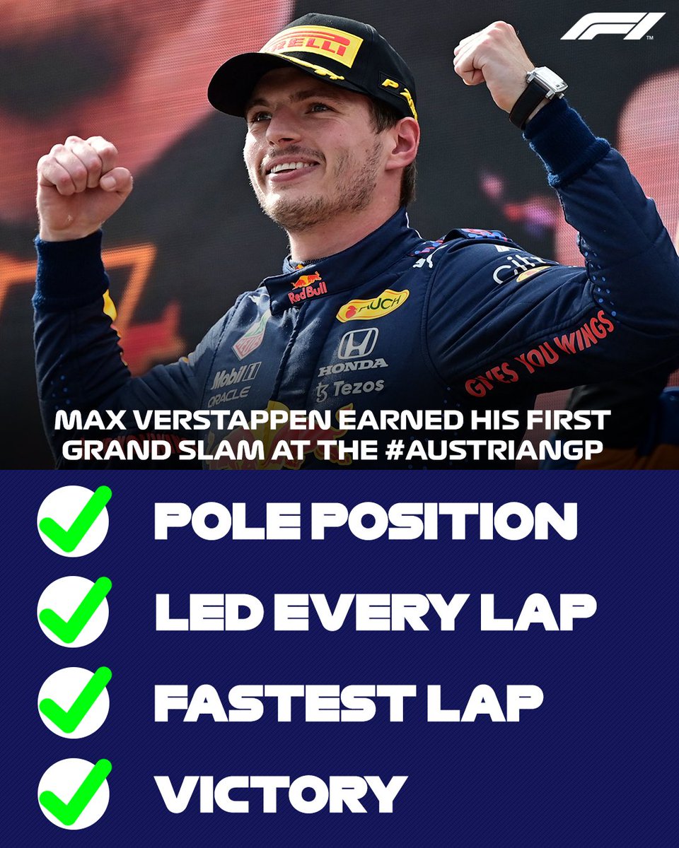Taking home Maximum honours 🎖

<a href="/Max33Verstappen/">Max Verstappen</a> scored his first career Grand Slam on Sunday 💪

#AustrianGP 🇦🇹 #F1