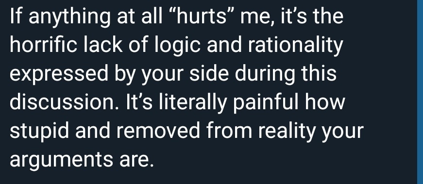 INTPidk's tweet photo. @ENFPleaseLoveMe I made the mistake of leaving ONE reply disagreeing with him... he placed me on a "side", called my "arguments" stupid, and said I'm not an intp. We never even had a discussion lol 🤣 https://t.co/2nEXRF4m2b