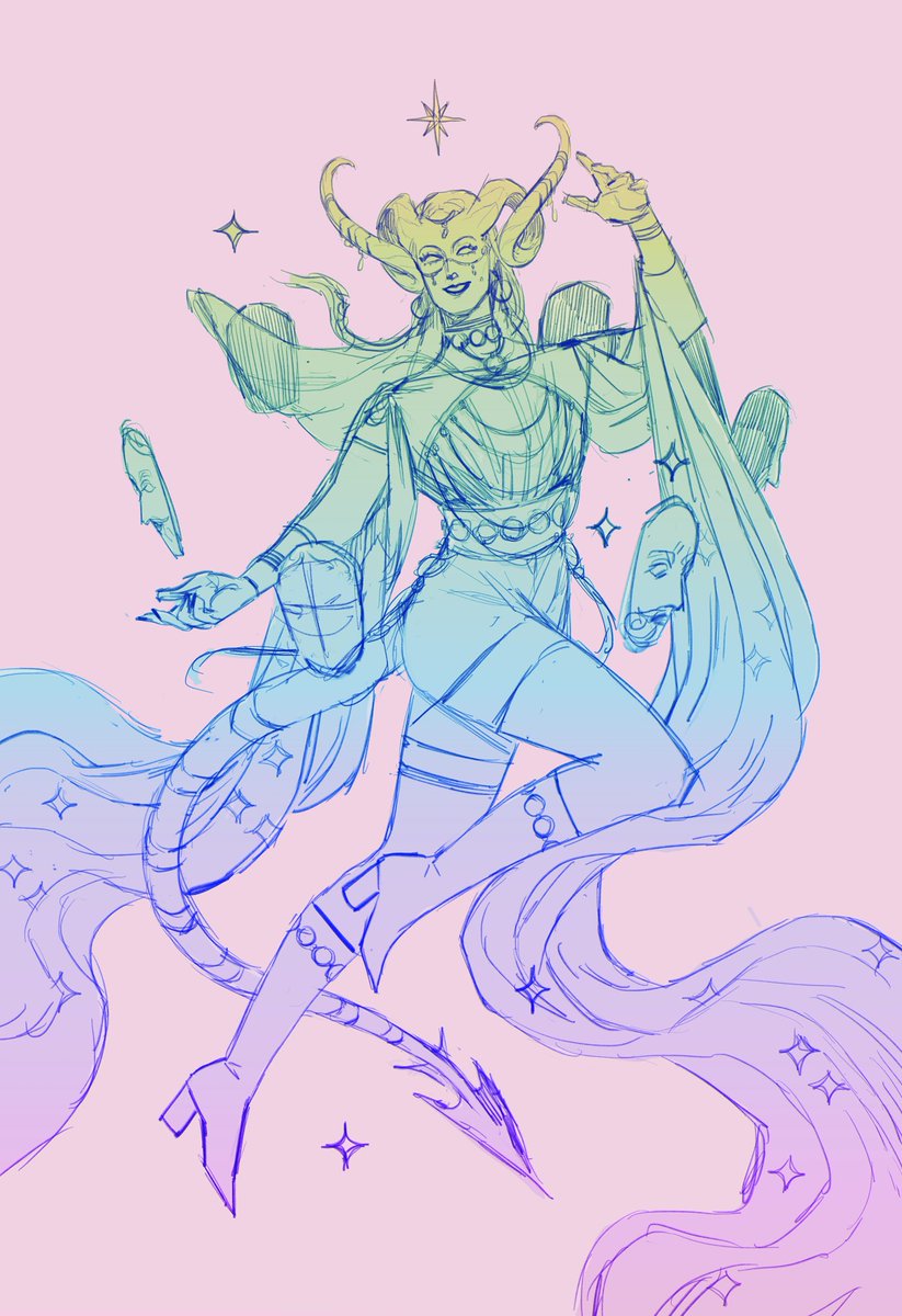 Sketching out a College of Glamour bard idea... would u join their cult? 😳