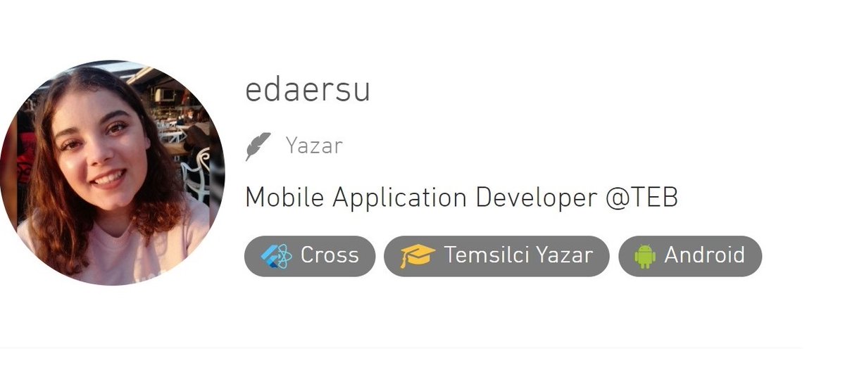 edaersu's tweet photo. Ben de artık @MobilerDev ailesine katıldığım için çok heyecanlıyımm✌️ Umarım hem faydalı ve keyifli hem de kendimi geliştirdiğim yazılar yazarım💛 
#android #flutter #mobilerdev https://t.co/CVHucZS6Ca