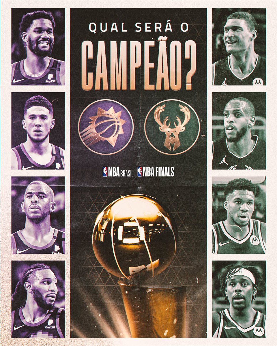 NBABrasil's tweet photo. AS #NBAFINALS ESTÃO DEFINIDAS! Qual time vai levar o TÍTULO da temporada 2020-21: @Suns ou @Bucks? 🏆🤔

#WeAreTheValley #FearTheDeer #NBAPlayoffs https://t.co/ORASCBr4J3