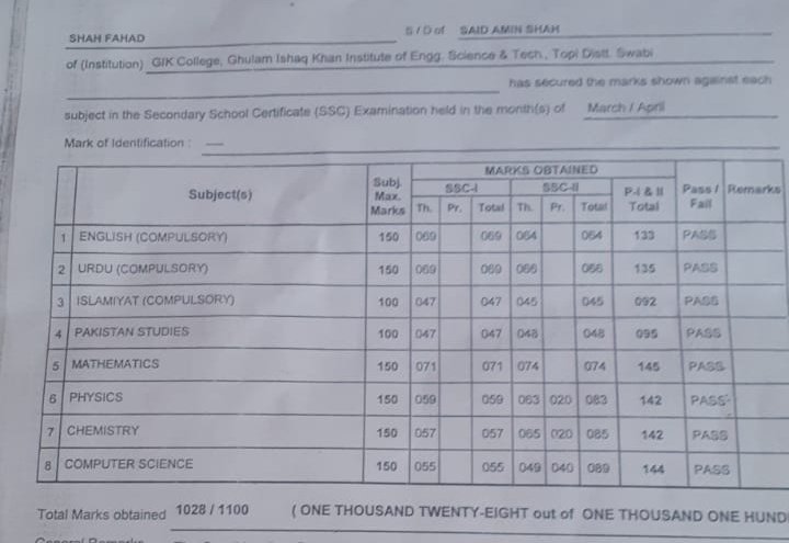 mr__fahad_25's tweet photo. This is my matric result card 
I've got 93% in matric 
I am depressed too much and I can't handle the situations 😒
I want exams to be cancelled ⛔

#PakArmyHelpStudents

#cancelExamsSaveStudent https://t.co/mbyevdWGZV