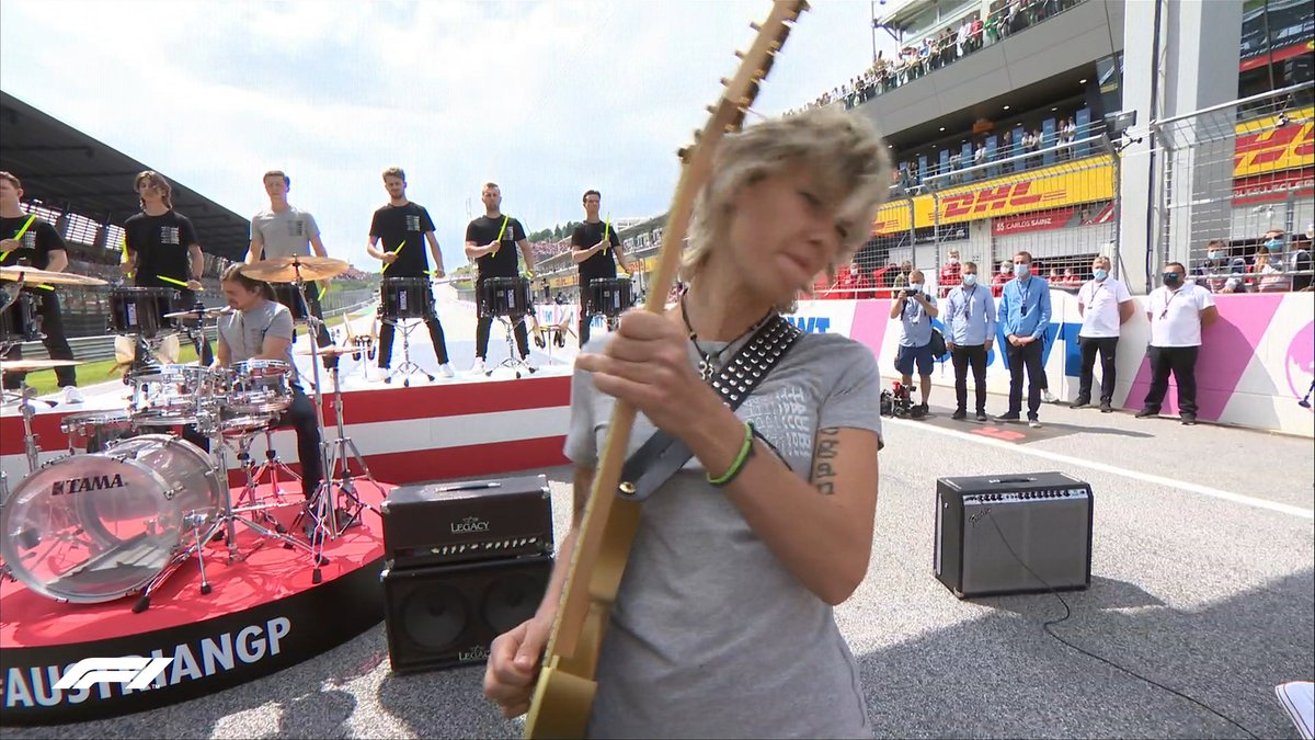 F1's tweet photo. National anthem, but make it METAL 🤘😝

#AustrianGP 🇦🇹 #F1 https://t.co/OVYdJySsVu