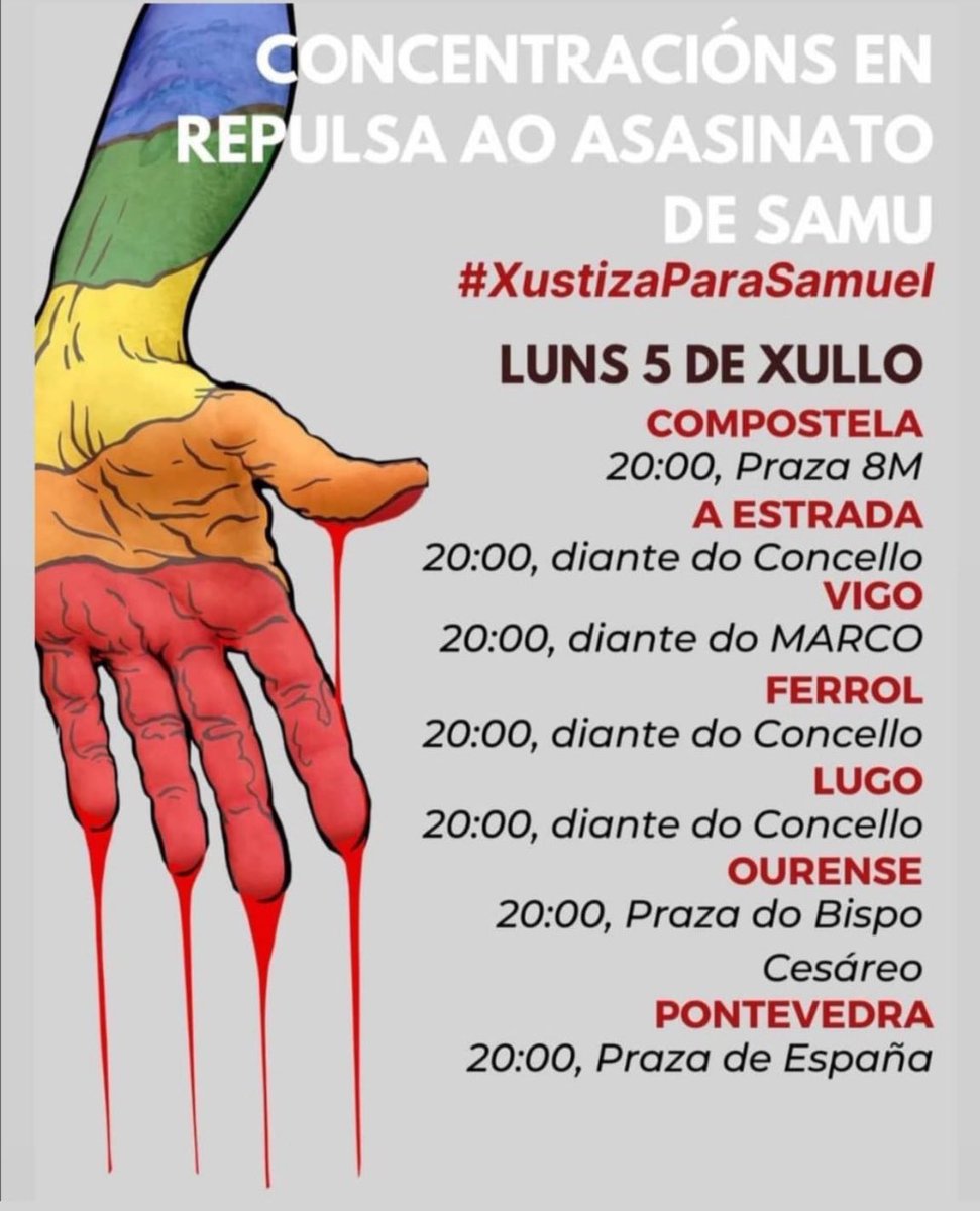 EnfrmraSaturada's tweet photo. Seguro que los gallegos llenaremos las plazas. #JusticiaParaSamuel #XustizaParaSamuel https://t.co/THOmLR0Bx5