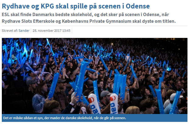 Kan I huske det? 
For lidt over 3 år siden var KPGs CSGO hold på scenen og spille mod <a href="/Rydhave/">Rydhave Slots Efterskole</a> i ESL PRO i Odense 
<a href="/GuldbrandtCSGO/">Nicklas Guldbrandt</a> <a href="/haiquCS/">Oskar Christensen</a> @SpuudyFar <a href="/ThoboCS/">Malthe Thobo-Carlsen</a> <a href="/fakeZcsgo/">Oliver Bjerre H.</a> 
🆚
<a href="/notaNCSGO/">Anton Pedersen</a> <a href="/kristouCS/">Kristoffer Aamand</a> <a href="/TMBCSGO/">Thomas Bundsbaek</a> 

Læs hele artiklen👉fra <a href="/Dust2dk/">Dust2 🇩🇰</a> bit.ly/3htNMgS