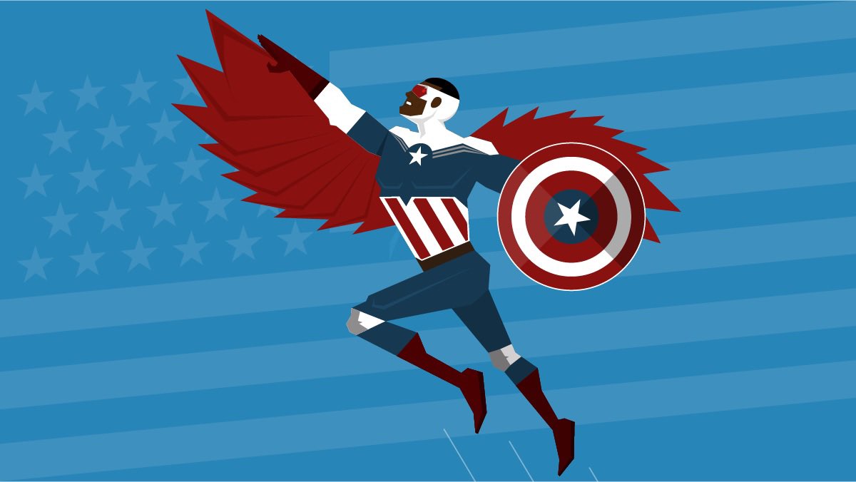 angryguppie's tweet photo. Summer of Sam? Happy Fourth everybody! #samwilson #CaptainAmerica #superhero #marvel #vectorart #illustration #FourthofJuly https://t.co/eYipacSDsy