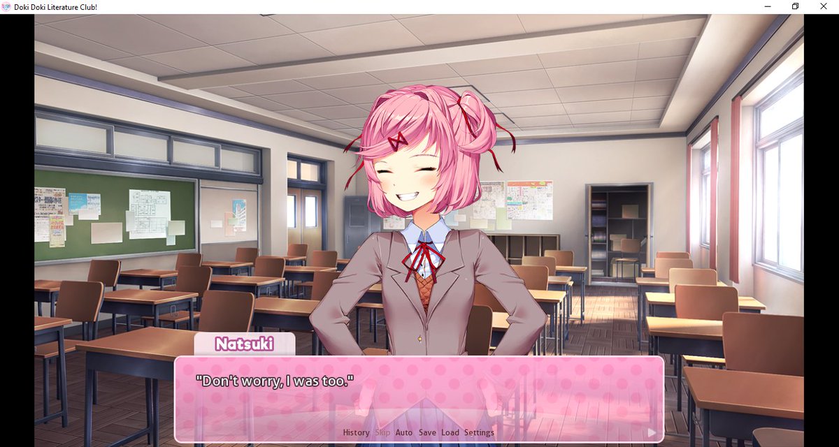 DokiLiterature's tweet photo. Natsuki smiling is so cute! https://t.co/Ez282BubBt
