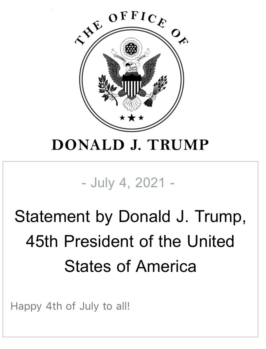 RSBNetwork's tweet photo. Statement by Donald J. Trump, 45th President of the United States of America https://t.co/lTk7ssS9DV