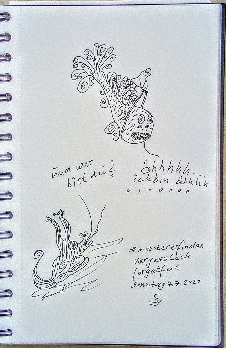 SyllaCarmen's tweet photo. @DatFloecky #monstererfinden #kleineKunstklasse #inkscetch #scetch #artistsontwitter
Monster erfinden am Sonntag
No 23 VERGESSLICH / FORGETFUL
Der Monsterfisch Kringelchen ist ein bueschen tueddelig, seit er in der Luft schwimmen muss und ihm etwas auf dem Rücken sitzt.
!B https://t.co/X6Tm5EOBV9
