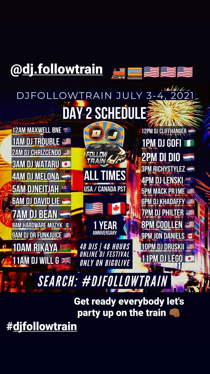 DJ_DR_FUNKJUICE's tweet photo. djfollowtrain @BIGOLIVEapp

9:00am PST
12:00pm EST
@DR_FUNKJUICE
🇺🇲
#4thofjuly #USA #Patriot

Download the app on #GooglePlay
#AppStore on #bigoliveapp #djfollowtrain 

@bigoliveapp ID: djdrfunkjuice

Official DJ for TakeOver on the Bigo Live App.
#Funkup #Salute #Fleetdjs https://t.co/xZwjqGua8d
