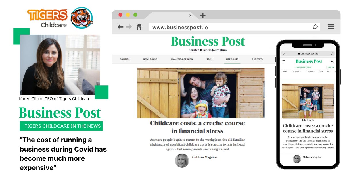 “The cost of running a business during #Covid has become much more expensive” <a href="/kclince/">Karen Clince</a> CEO <a href="/TigerTimeLtd/">Tigers Childcare</a> in an interview in today’s @businessposthqt.

She calls for #governmentsubsidies to continue to ensure those working in the sector are paid fairly: bit.ly/3hxgjC7