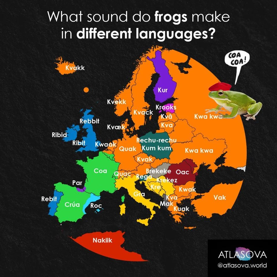 TIL: I know so little &amp; am oblivious to the fact that different cultures and languages perceive same thing differently. This is just Europe!! #Frogs #language #Europe