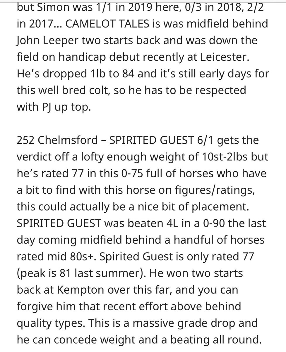 ThePuntersPal1's tweet photo. Great Sunday at TPP Towers as Camelot Tales wins @ayrracecourse and then Spirited Guest wins cozily off top weight in an easy race at @ChelmsfordCRC #WeGoAgain #DoublesUp https://t.co/qMYGOu5rS2