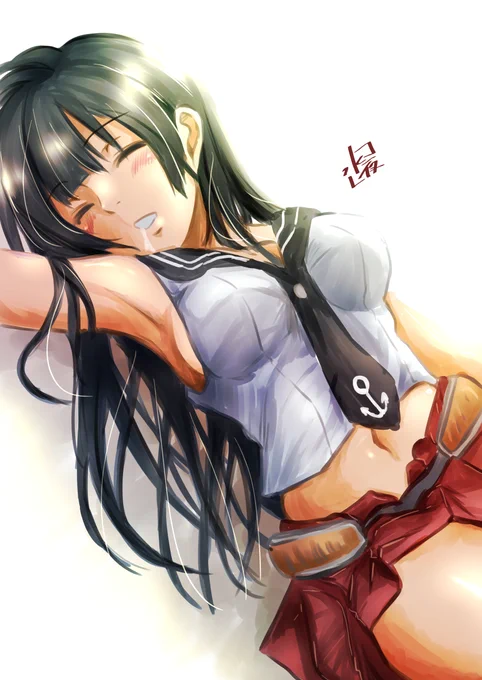 #艦これ版深夜の真剣お絵描き60分一本勝負
#艦これ版真剣お絵描き60分一本勝負_20210704
#阿賀野 

お昼寝阿賀野さん 