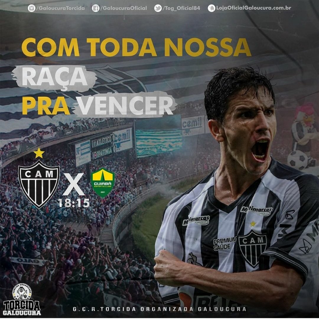 tog_oficial84's tweet photo. ⚪ HOJE TEM GAAAAAAAAAAAAAAAAAAAAAAAAAAAALLLLLLLLLLLLLOOOOOOOOOOOOOOOOOOOOOOOO! VAMOS EM BUSCA DA VITÓRIA!

⚽ cuiabaec 🆚 @Atletico
🏆 @brasileirao
⚙ 9ª rodada
🕕 18h15
🏟 Arena Pantanal

#Galoucura #AtléticoMG #VamoGalo https://t.co/UUltvdMiKx
