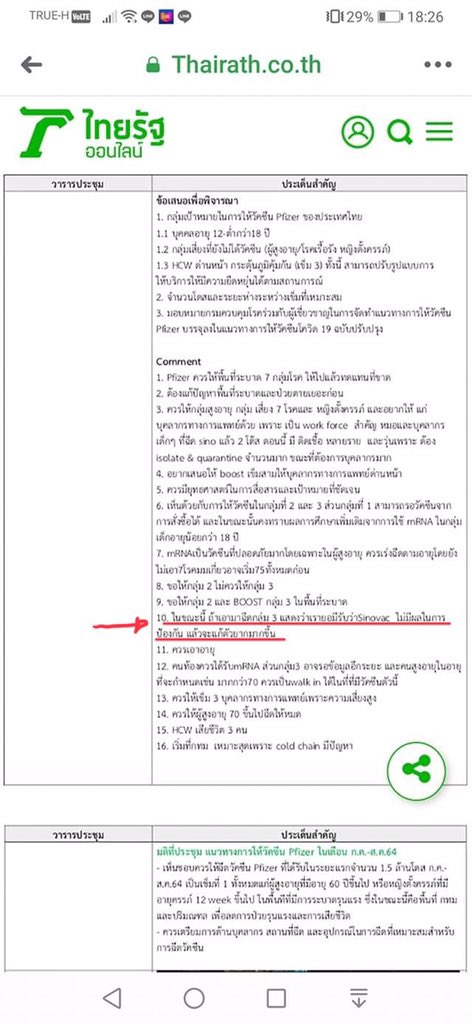 beleg_bow's tweet photo. มีคนแคปข่าวไว้แล้ว ดูที่บันทึกการประชุมข้อ 10 นะคะ

"ในขณะนี้ ถ้าเอา #ไฟเซอร์ มาฉีดกระตุ้นภูมิคุ้มกัน (เข็ม 3) ให้บุคลากรด่านหน้า แสดงว่าเรายอมรับว่า #ซิโนแวค ไม่มีผลในการป้องกัน แล้วจะแก้ตัวยากขึ้น"

ใครพูดประโยคนี้!? แน่จริงมึงออกมาซิวะ!! #รัฐบาลฆาตกร
https://t.co/htiLrPKAHG https://t.co/DrDsEWpIKI