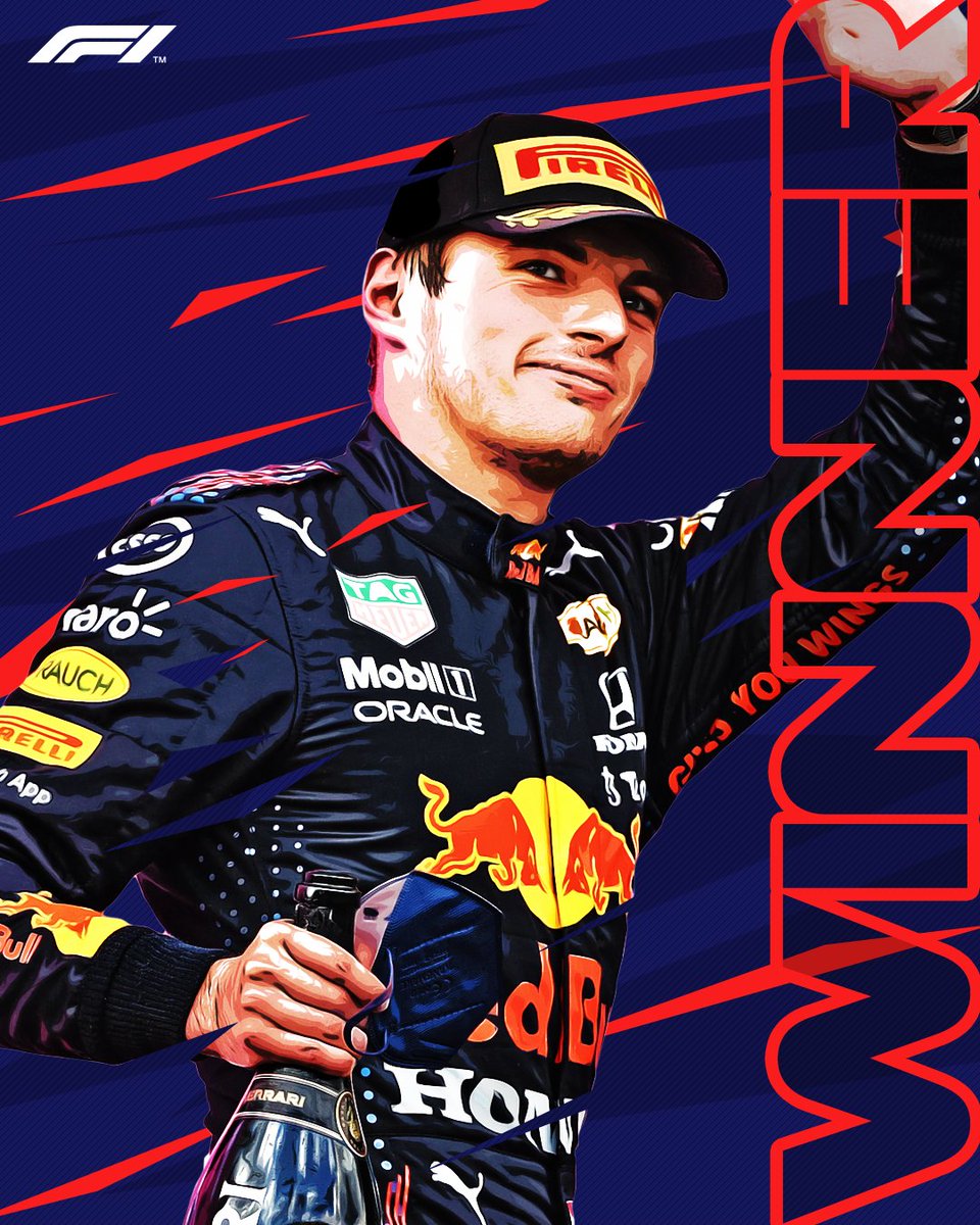 F1's tweet image. MAX VERSTAPPEN WIIINS!

Win number FIVE of 2021, this time in front of the Orange Army!

Bottas comes home in second, with Norris completing the podium

#AustrianGP 🇦🇹 #F1