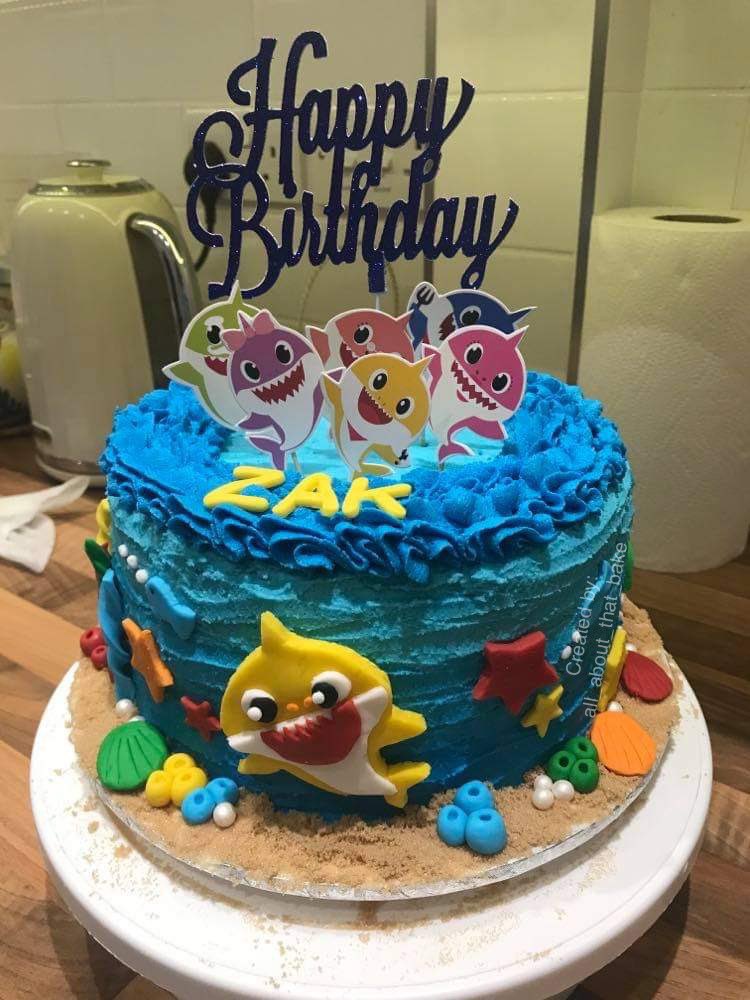 all_bake's tweet photo. Lovely Baby Shark Cake for a very excited little boy!! #all_about_that_bake #babysharkcake #birthdaycake #babyshark #bluecake #kidscake #birthdaycake #fishcake #sharkcake #cake #cakeporn https://t.co/5ovYSIoGvM