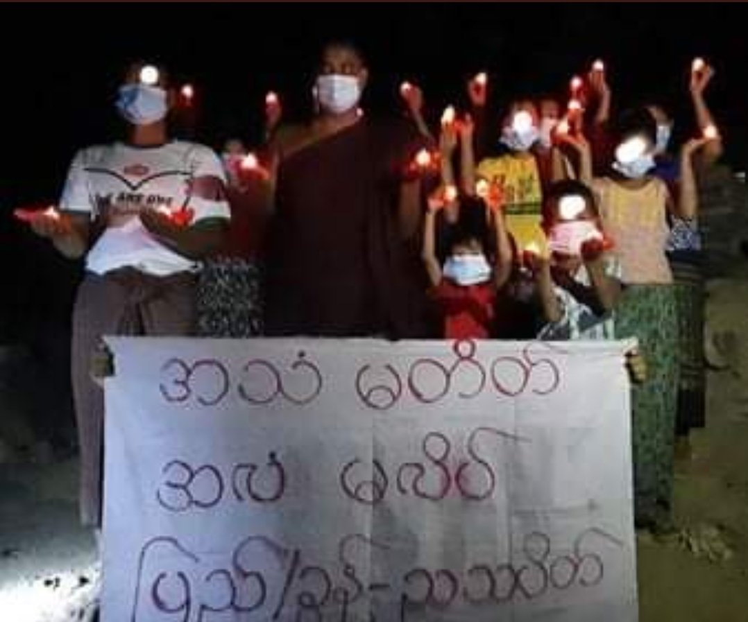 hmone_myu's tweet photo. Peaceful Pyikyitakon Strike never rests a night to protest against military regime.

#WhatsHappeningInMyanmar
#July4Coup https://t.co/NFIKSwRozJ