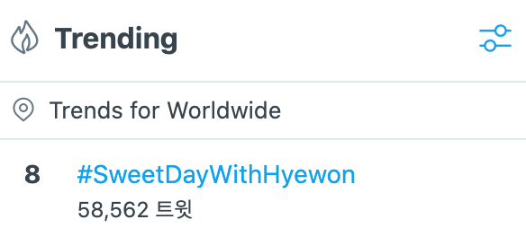 IZONEGLOBALTWT's tweet photo. 📈 [TREND] 210704 #SweetDayWithHyewon is trending #8 Worldwide!

#혜원이와_끝도없이_두근댈_여름 https://t.co/6xhv5aKAwR