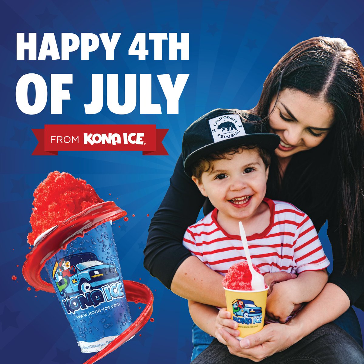 Happy Fourth of July from our Kona Ice family to yours! How are you celebrating today? 🇺🇸🎇☀️