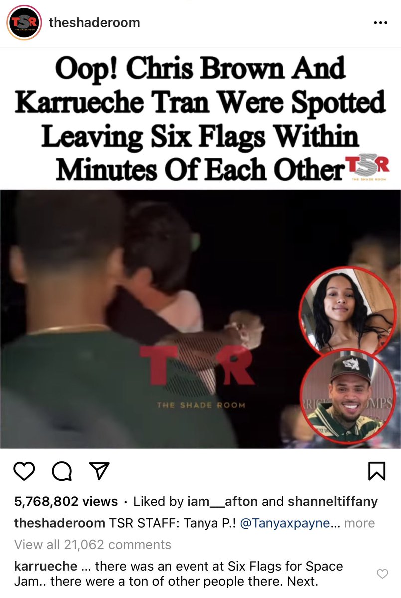 We have to get rid of the Shade Room. They instigate online harassment so heavily. This post insinuating Karrueche and CB were together when they know he’s her abuser and she has a restraining order is so gross &amp; dangerous.