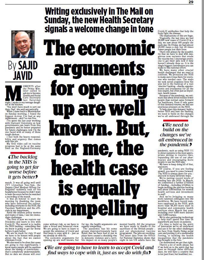 I know many people will feel cautious about the easing of restrictions – that’s completely understandable. But no date will ever be risk free, so we have to take a broad and balanced view on the different risks to our society. 👇🏾