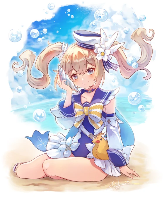 バーバラちゃん、お誕生日おめでとう! 金リンゴイベントで一緒に居られて楽しかった。まだまだ夏を楽しんでね! #原神 #genshinimpact #原神_キャラ生誕祭 #バーバラ生誕祭2021 #Barbara #芭芭拉 