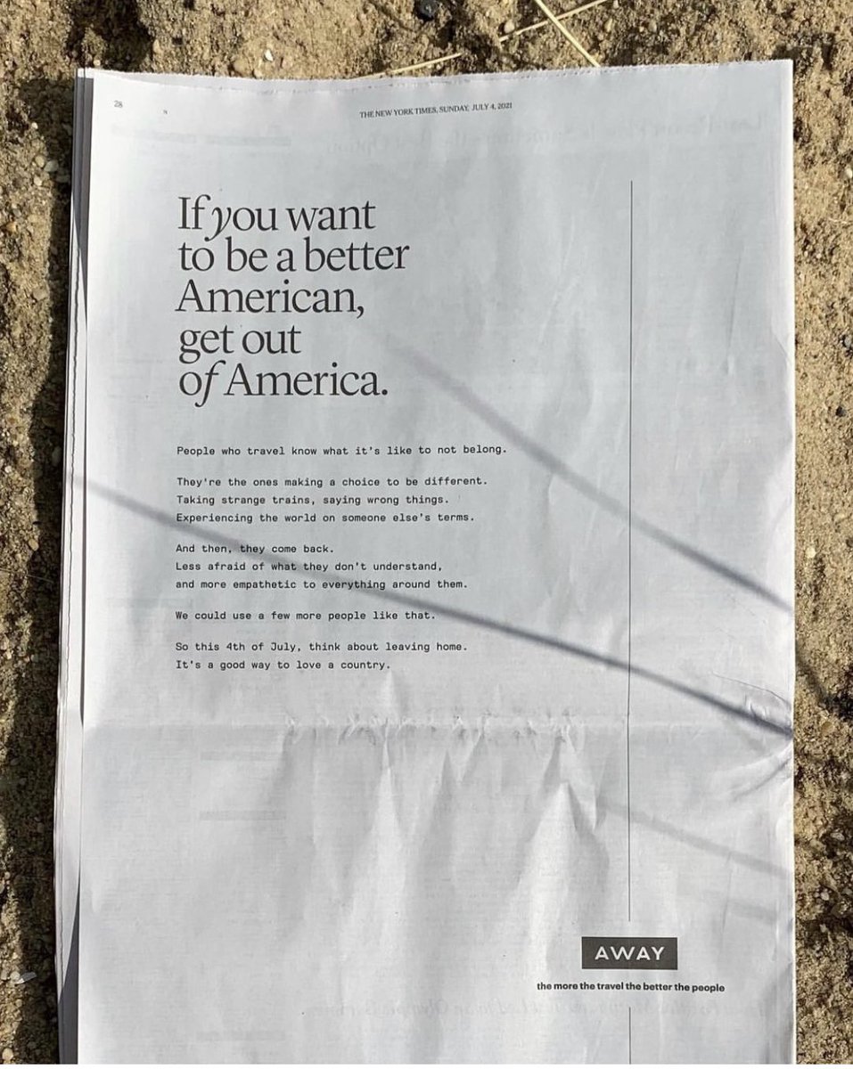 2PMinc's tweet image. Full page ad in the @nytimes by @Away.