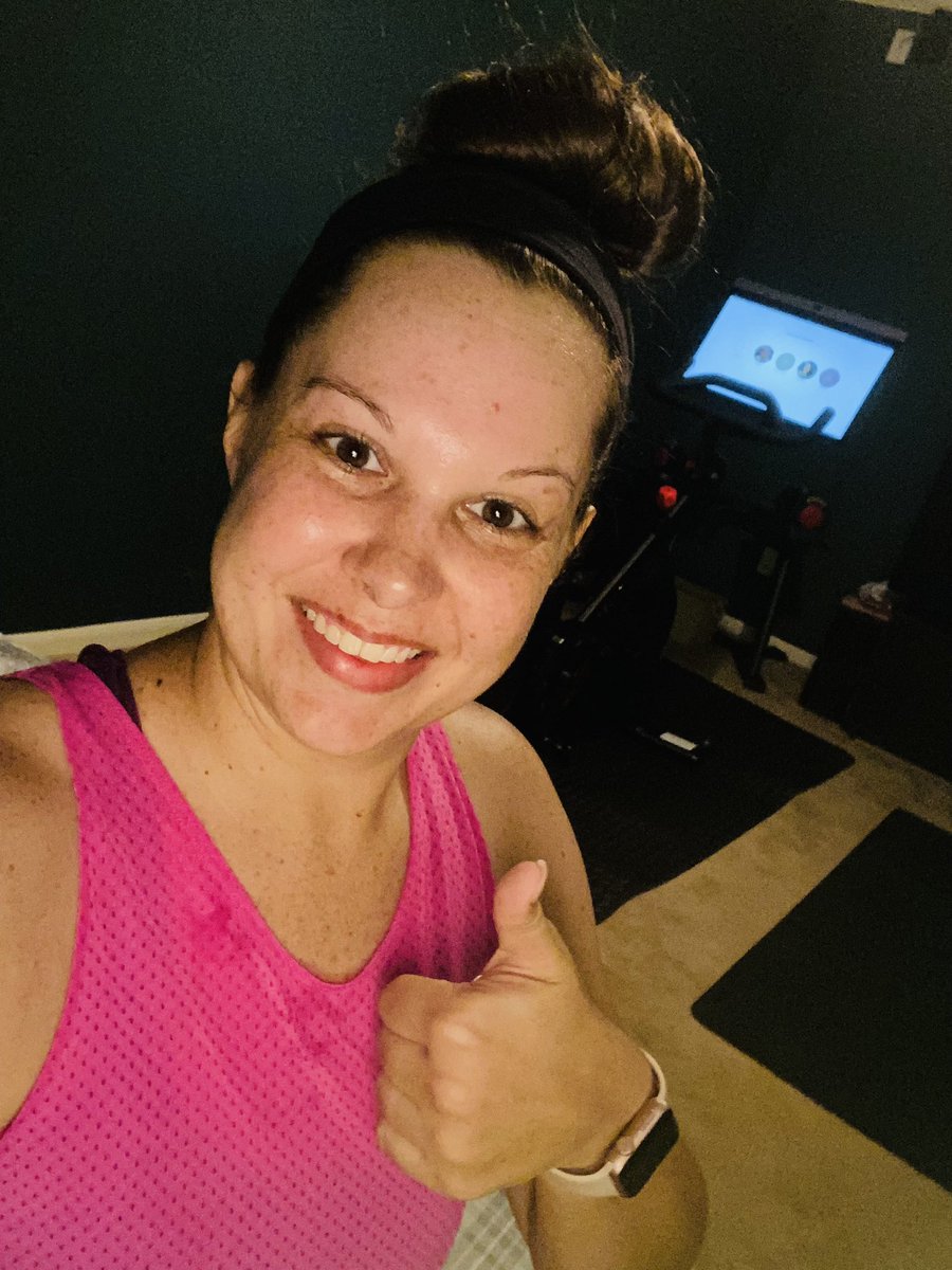 stephlclayton's tweet photo. My husband, @terraceclayton, is killing it on his @onepeloton workouts! He’s close to 100! I’m nowhere near that, but I’m grateful that I chose to put in the work today! 

Thank you, @jesskingnyc for pushing me today! 🎉 

#WorkingMomsOfPeloton https://t.co/bcbMhvMlPc