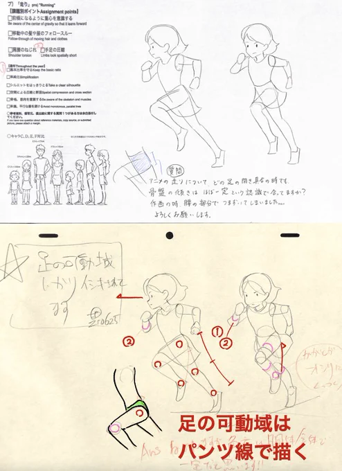 【足の可動域はパンツ線で描く】
※21年6月基礎コース【走りポーズ】添削結果より 
