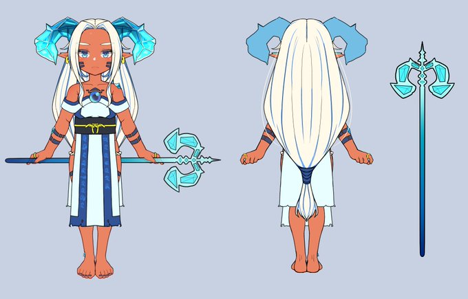 デザイン画の全体も貼っておきます。テーマは、鉱石と大地信仰でした、。 #誰デザ褐色シャーマン 