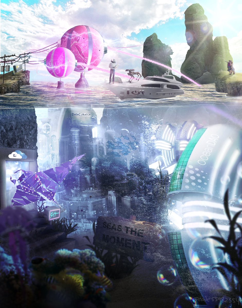 __c0d3's tweet photo. ‘Seas the Moment’ is a metaphorical depiction of the ocean protocol ecosystem. Ocean Dao is the economic machine providing sustainable energy in the form of community grants to the data curators of the IOT world.

#OceanBlindBoxes #BLESgetminted @blindboxes_io  @oceanprotocol https://t.co/BDSZXbK2WQ