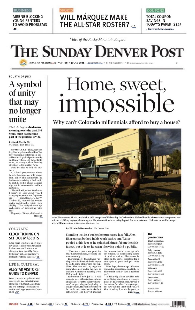 What’s more American than systemic barriers to the American Dream? 

Show this story to your parents, folks.

Why can’t Colorado millennials afford to buy a house? Hint: It’s not all that avocado toast.

denverpost.com/2021/07/04/mil…