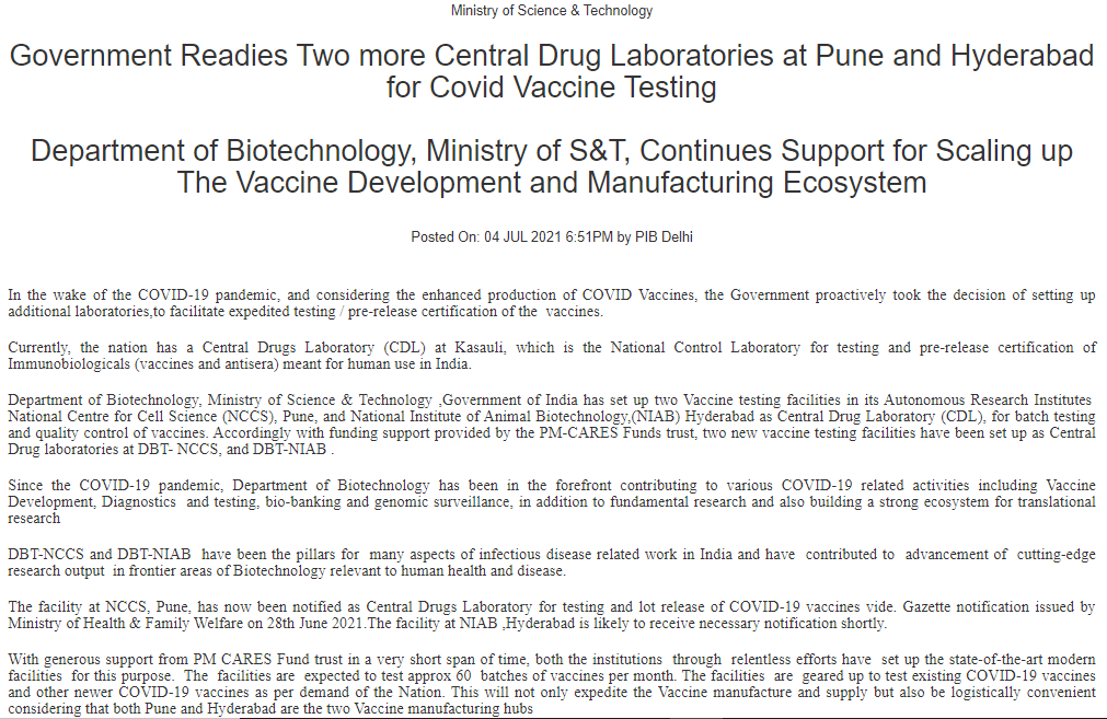 TimesNow's tweet photo. #NewsAlert | Government readies two more Central Drug Laboratories at #Pune and #Hyderabad for #Covid #Vaccine Testing. | #VaccineForAll #OneIndiaOneMission https://t.co/ayLLi9S7AB