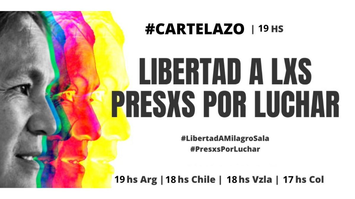aquelarre2020's tweet photo. #Hoy Cartelazo Libertad a lxs #PresxsPorLuchar

A casi 2000 días del encarcelamiento de Milagro Sala, pedimos que #LiberenAMilagro y a todxs lxs presos por luchar en América Latina. https://t.co/0n3wZlts1C